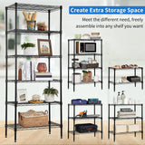 YYkokocat 6-Tier Wire Shelving Unit Detachable Storage Shelves with 8 Adjustable Feet 59" H x 23" x 13" Kitchen Storage Rack Adjustable Metal Shelf YYkokocat