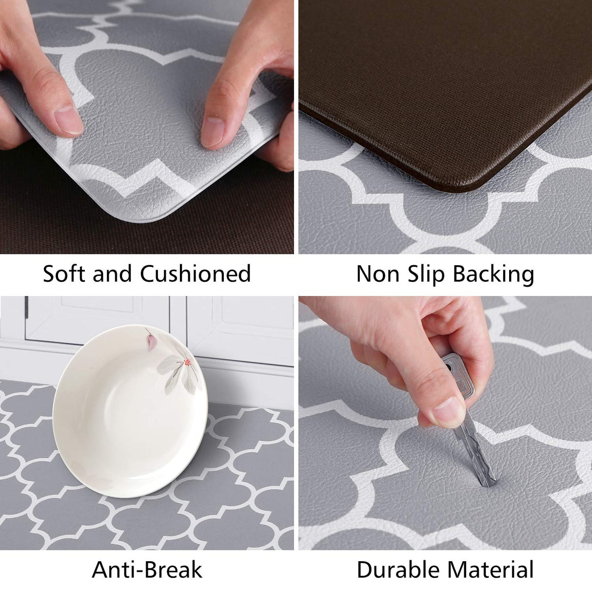 KMAT Kitchen Mat [2 PCS] Cushioned Anti-Fatigue Kitchen Rug, Waterproof Non-Slip Kitchen Mats and Rugs Heavy Duty PVC Ergonomic Comfort Foam Rug for KMAT