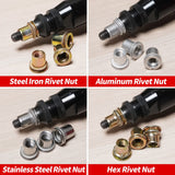 EROSHAK Industrial Hydraulic Pneumatic Riveter Automatic Air Rivet Nut Gun Tool Setting Kit Rivnut Riveting，with Metric & SAE Mandrels (8 Size) EROSHAK