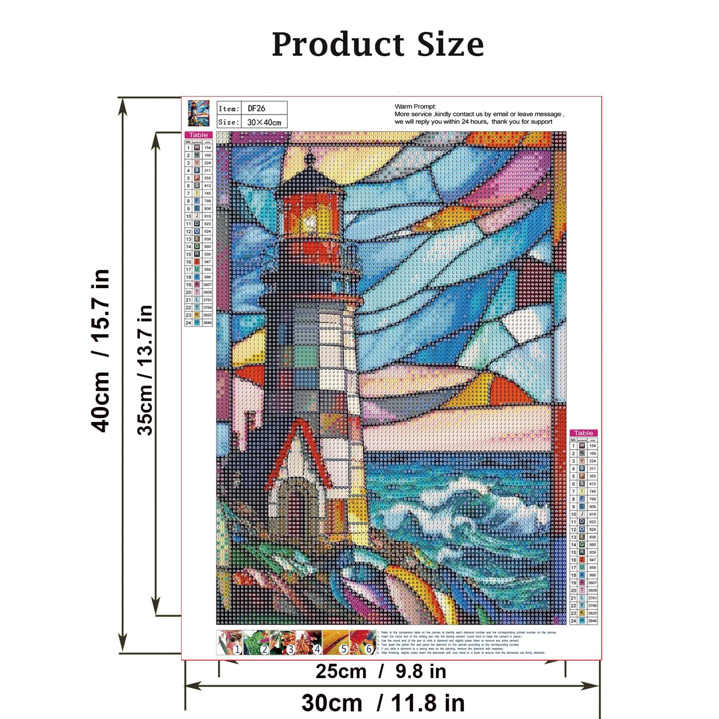 DIYDECORFUN Stained Glass Lighthouse Diamond Painting Kits for Adults,DIY 5D Diamond Art Kits for Beginners Full Drill Diamond Dots Painting by