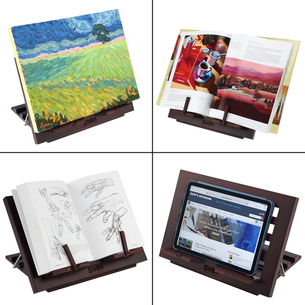 SoHo Urban Artist Tabletop Desk Easel for Painting - Mahogany Finish, Stylish Display Stand with Bookrest Soho Urban Artist