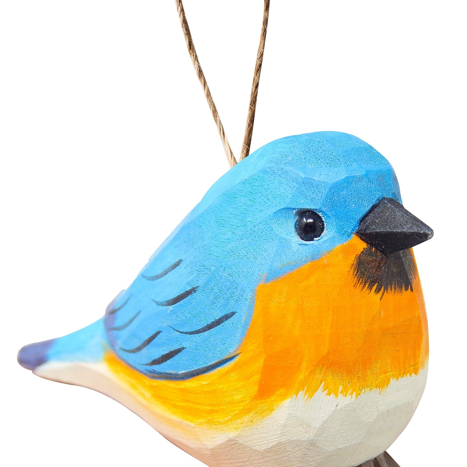 Selsela Eastern Bluebird Wood Ornament Bird Hanging Figurine Handmade Carved Decoration Selsela