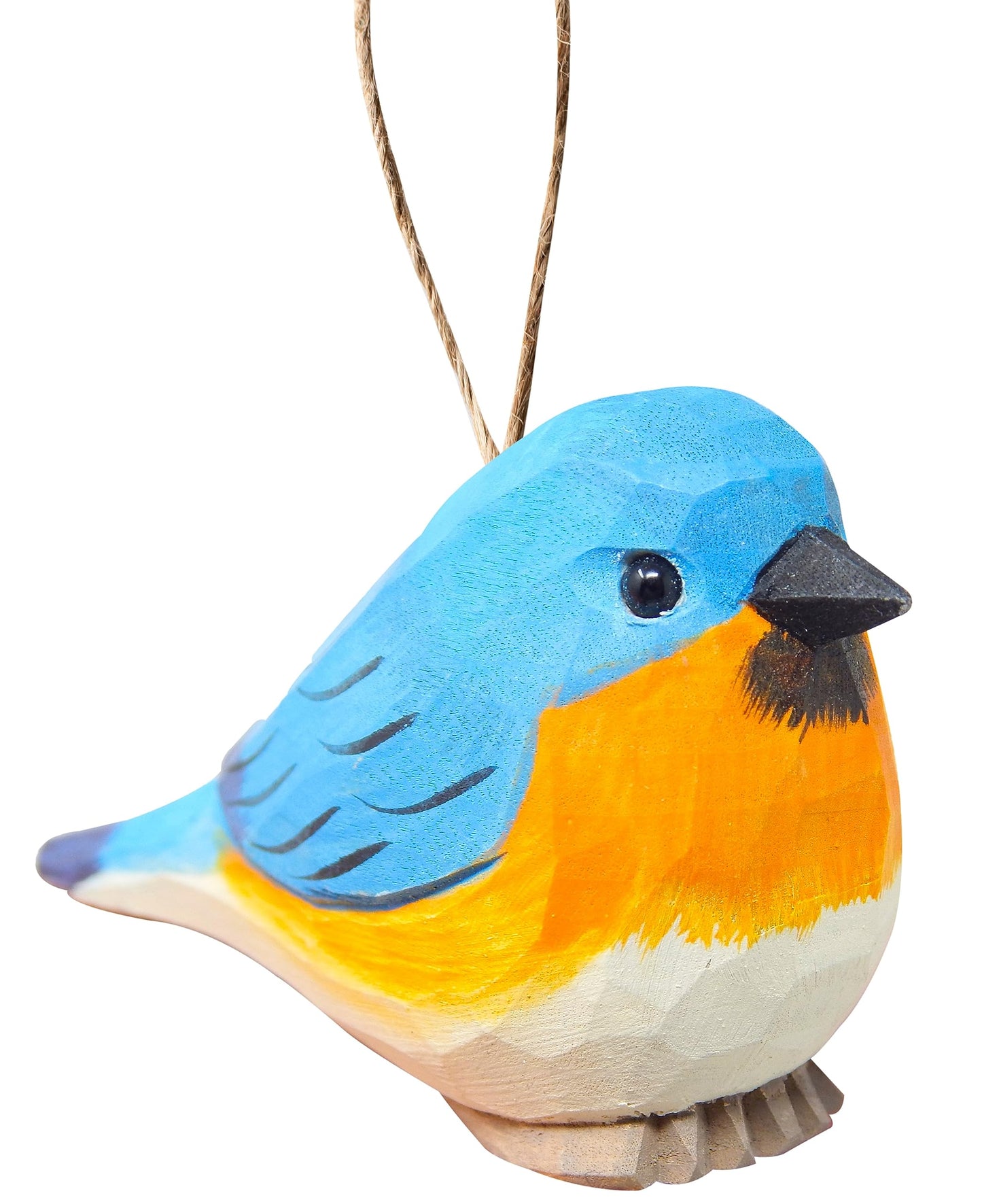 Selsela Eastern Bluebird Wood Ornament Bird Hanging Figurine Handmade Carved Decoration - WoodArtSupply