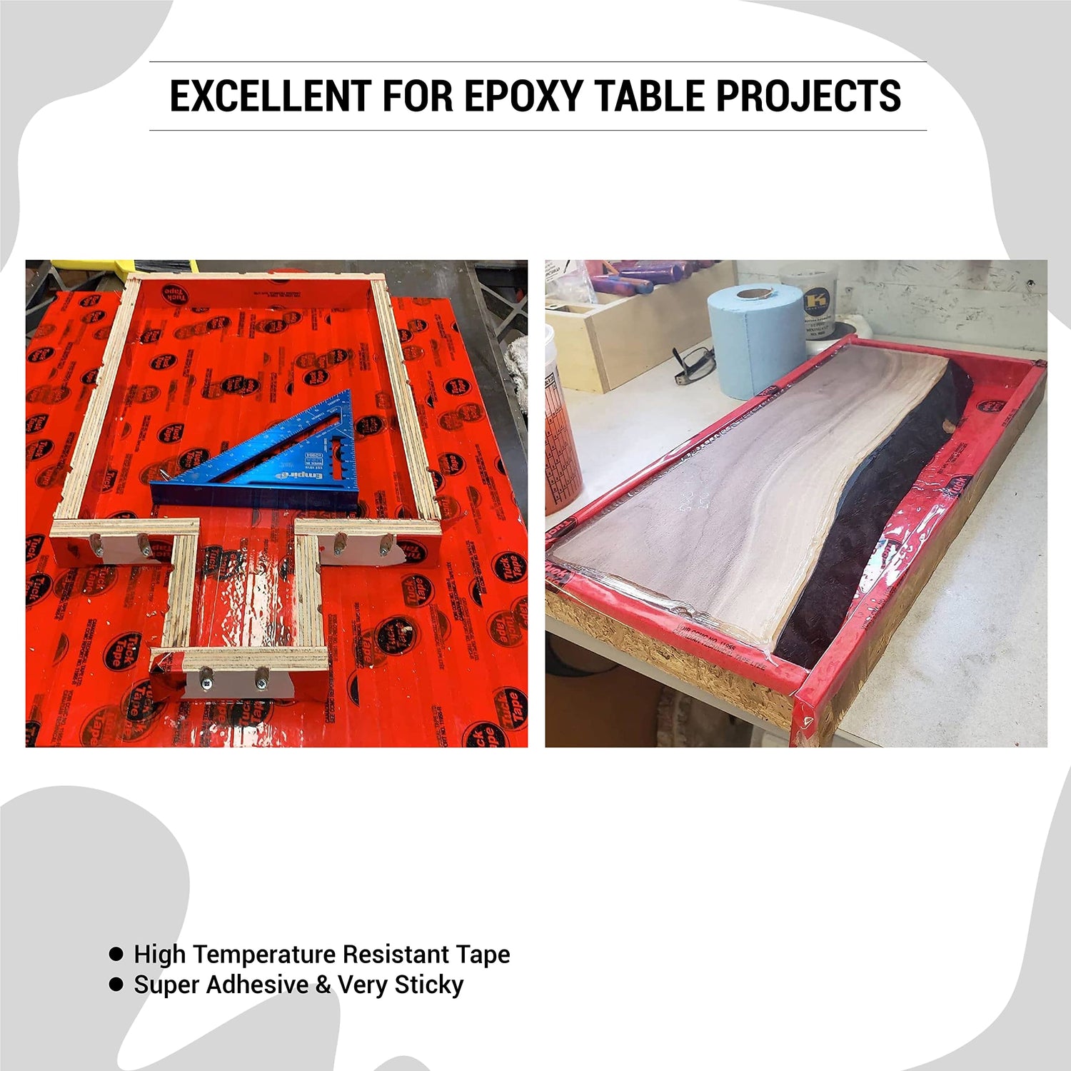 Tuck Tape Construction Sheathing Tape, Epoxy Resin Tape, 2.4 in x 180 ft (Red) Tuck Tape