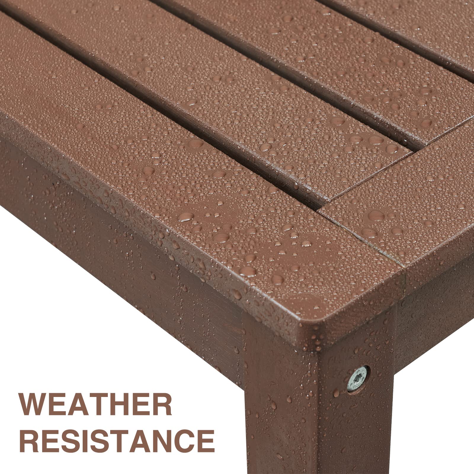 Psilvam Two-Person Weatherproof Backless Garden Bench in Brown - WoodArtSupply