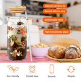 PeacePeo Glass Cups with Lids and Straws 20Pcs 16oz Ice Coffee Cup Skinny and Long Can Beer Cups Glass Set Drinking Glasses with Bamboo Lids Reusable PeacePeo