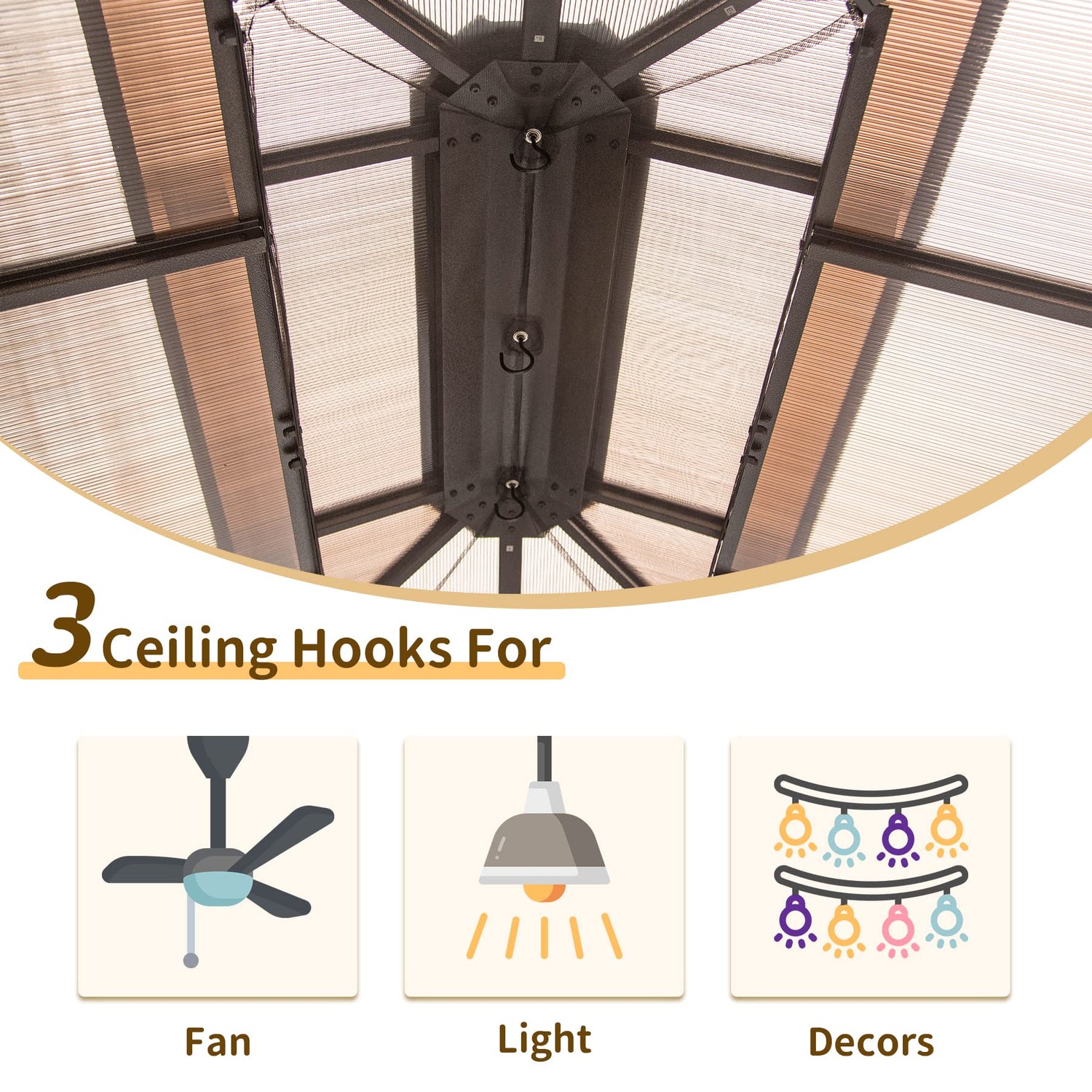 Domi 10' X 12' Hardtop Gazebo, Permanent Outdoor Gazebo with Polycarbonate Double Roof, Aluminum Gazebo Pavilion with Curtain and Net for Garden, domi outdoor living