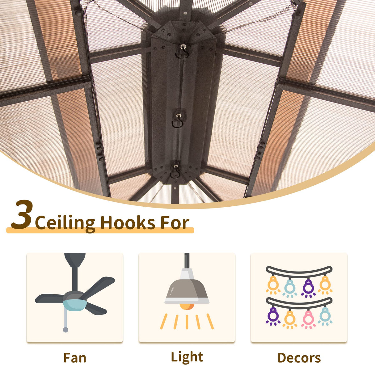 Domi 10' X 12' Hardtop Gazebo, Permanent Outdoor Gazebo with Polycarbonate Double Roof, Aluminum Gazebo Pavilion with Curtain and Net for Garden, domi outdoor living