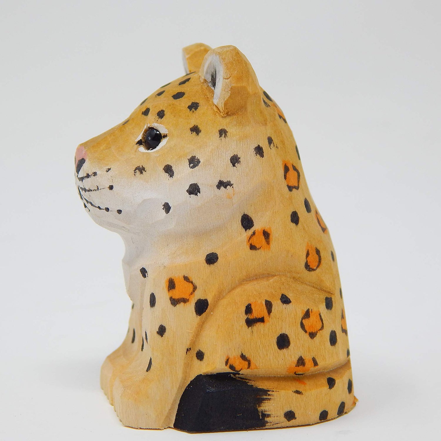 Selsela Leopard Jaguar Panther Figurine Decoration Statue Sculpture Wood Spotted Wall Art Miniature Carved Small Animals Collectible Selsela