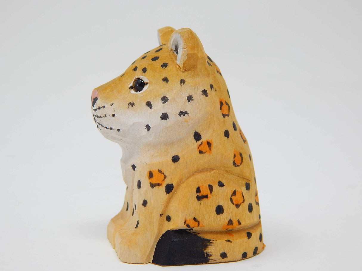 Selsela Leopard Jaguar Panther Figurine Decoration Statue Sculpture Wood Spotted Wall Art Miniature Carved Small Animals Collectible Selsela