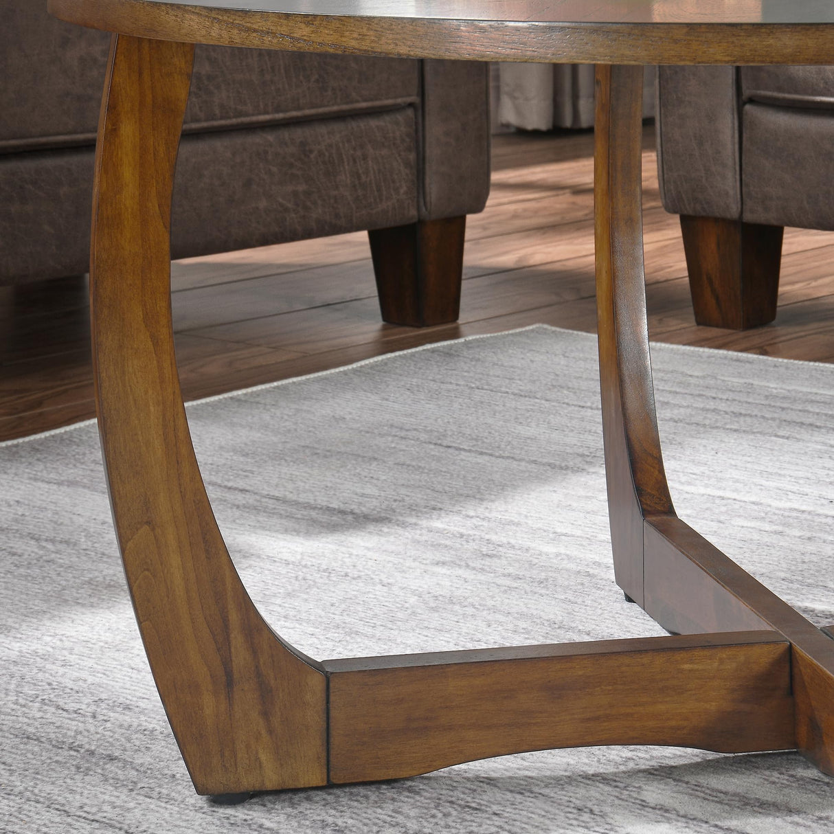 LEEMTORIG Round Coffee Table for Living Room Patio, 33.5" Mid-Century Modern Drum Round Wood Coffee Table with Cross Legs, Wood Grain Circle Coffee LEEMTORIG