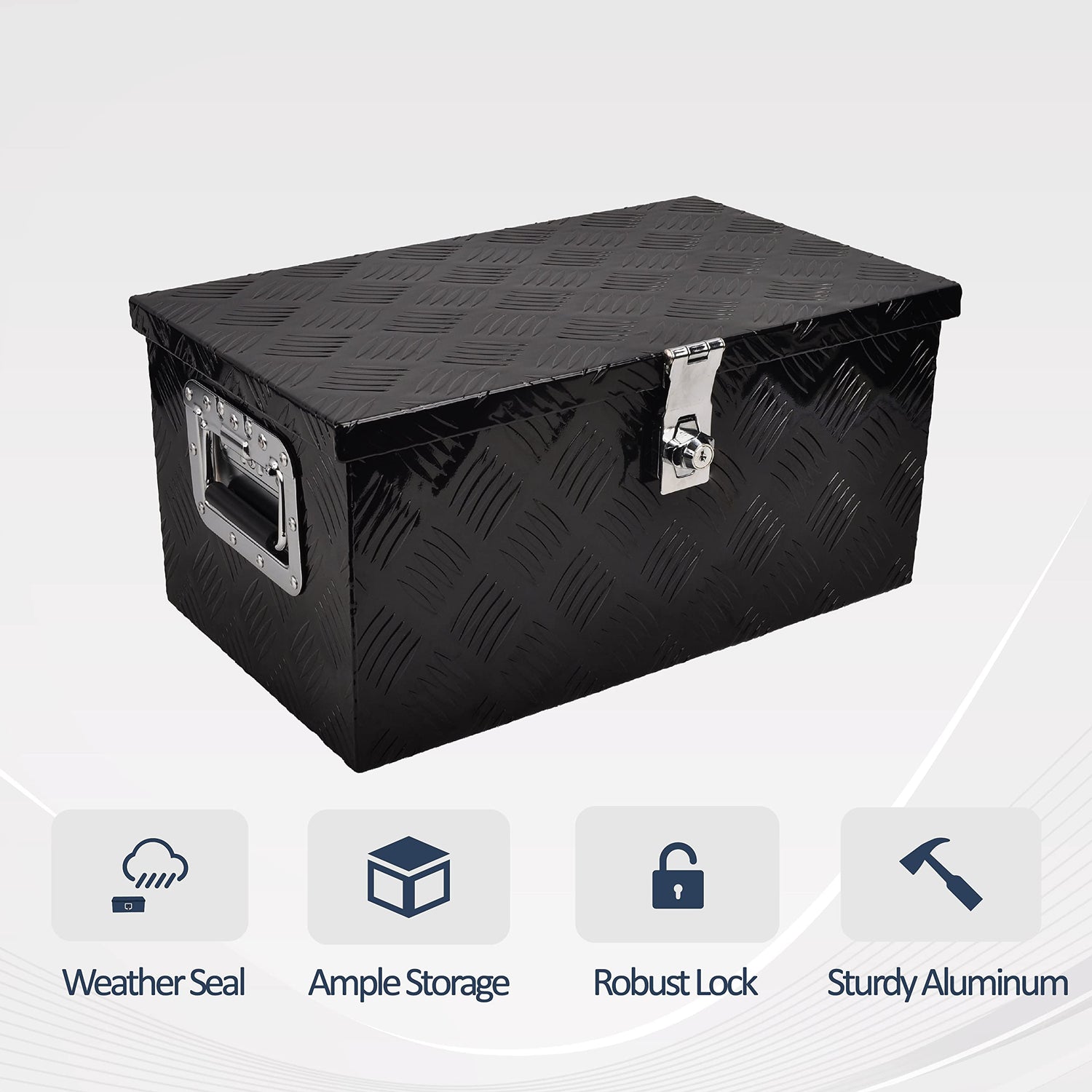 BATONECO 20 Inch Aluminum Truck Tool Box, Truck Bed Tool Storage Box with Side Handle,Lock and 2 Keys, 20"X12"X9.5", Black BATONECO