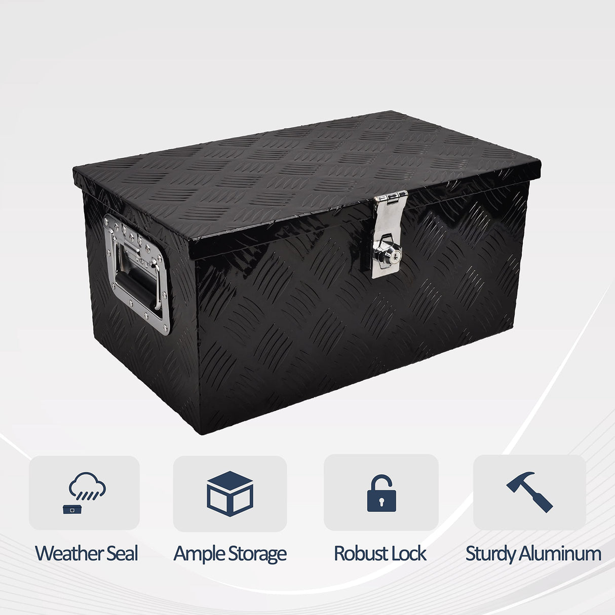 BATONECO 20 Inch Aluminum Truck Tool Box, Truck Bed Tool Storage Box with Side Handle,Lock and 2 Keys, 20"X12"X9.5", Black BATONECO