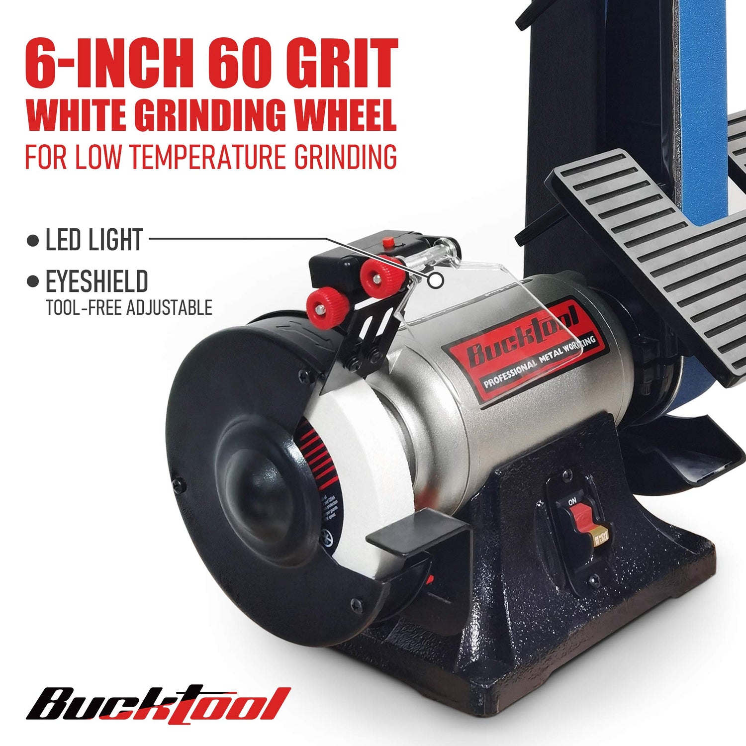 Bucktool Combo 2" x 42" Belt Sander 6" Bench Grinder, Knife Sharpener with Large Work Table BG2600 Upgraded Model Bucktool