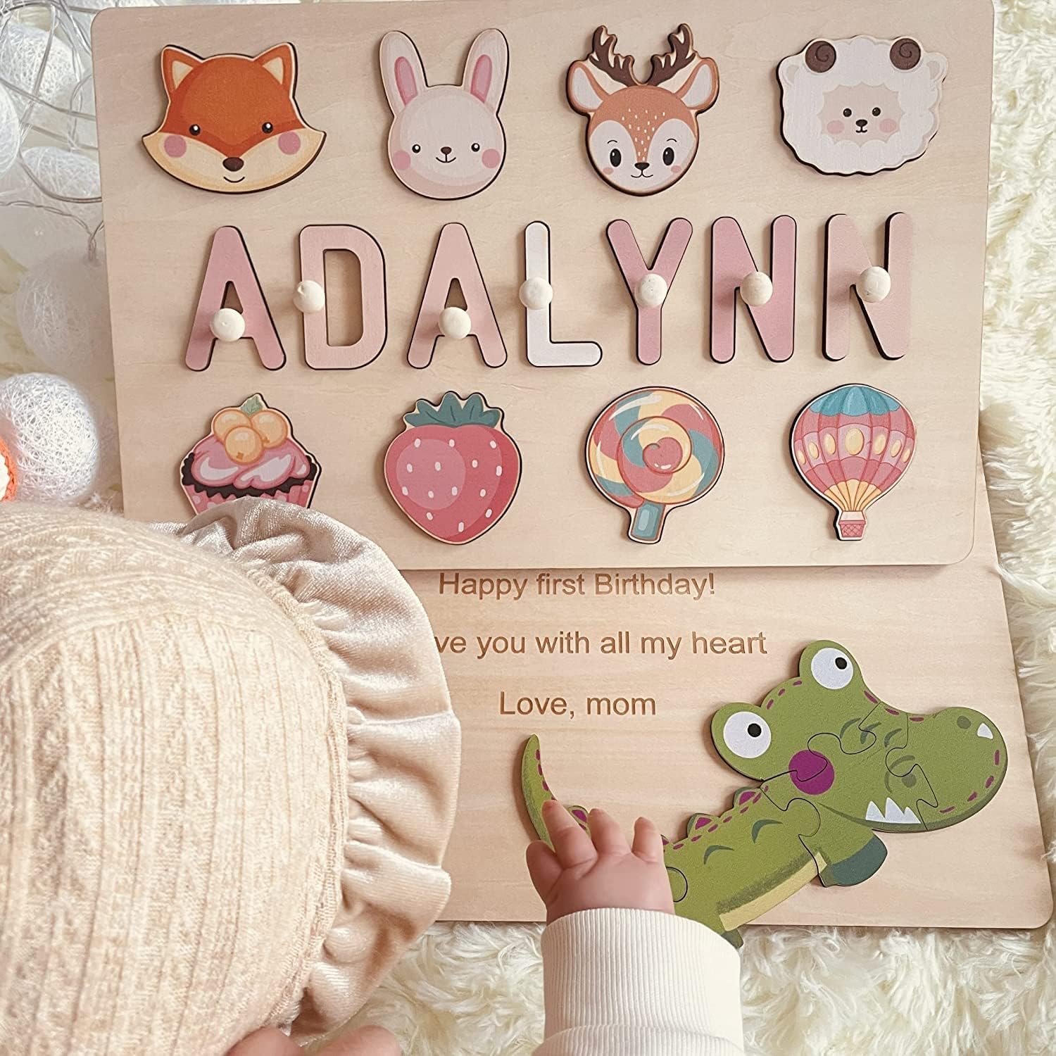 Name Puzzle for Kids Personalized, Easter Basket Stuffers for Toddler, with Gift Wrapping and Customizable Blessing on The Back PUREFLY