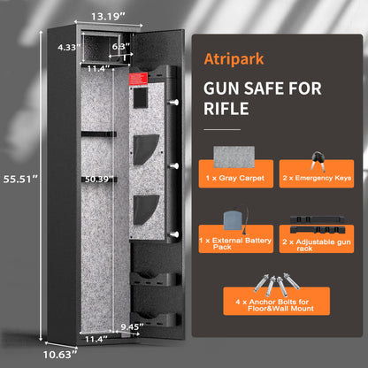 Bonusall Fingerprint Rifle Gun Safe, Large Shotgun Rifle Safe Quick Access, Long Gun Cabinet with Fingerprint Keypad for Home and Pistol, Electronic - WoodArtSupply