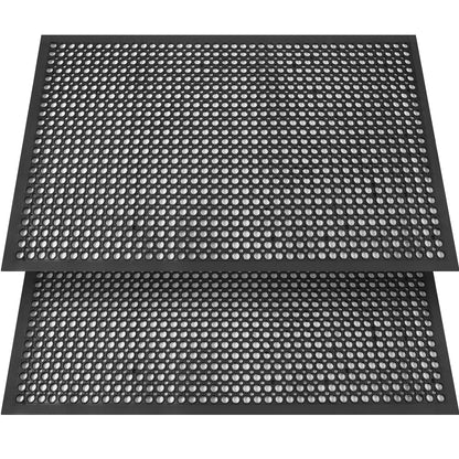 Anti Fatigue Rubber Floor Mat 2 Pack Restaurant Kitchen Mats for Floors Non-Slip Bar Floor Mats Door mat Drainage Mats Utility Garage Indoor Outdoor