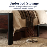 Allewie King Size Heavy Duty Platform Bed Frame with Rustic Wooden Headboard and Footboard Allewie