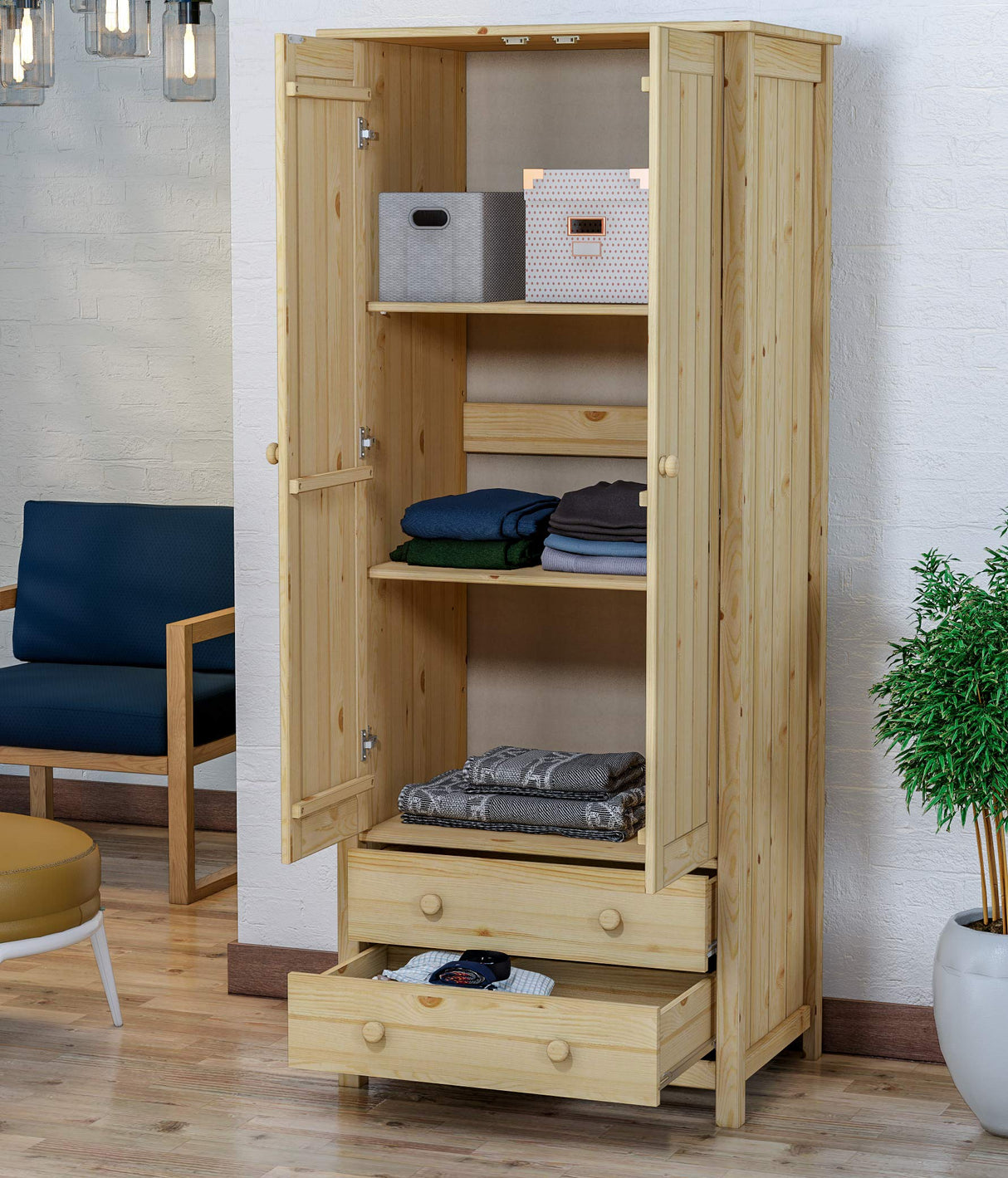 Elegant Wooden Wardrobe Closet Armoire with Spacious Storage, Drawers, and Doors - Ideal Bedroom Armoire Wardrobe Closet for Organizing Clothing Generic