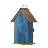 glitzhome GH90097 Distressed Decorative Solid Wood Birdhouse, 10.25 Inch Tall, Blue glitzhome