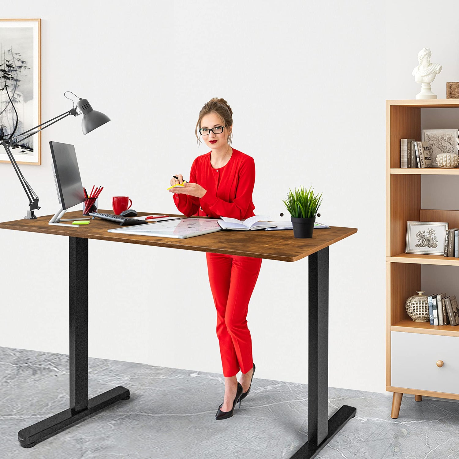 Lifetime Home Height Adjustable 48" Electric Standing Desk - Upgraded Ultra Durable Home Office Large Rectangular Computer or Laptop Sit Stand Lifetime Home