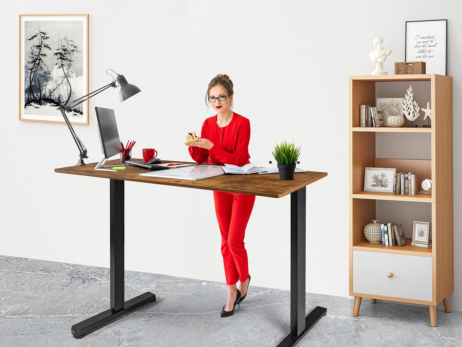 Lifetime Home Height Adjustable 48" Electric Standing Desk - Upgraded Ultra Durable Home Office Large Rectangular Computer or Laptop Sit Stand - WoodArtSupply