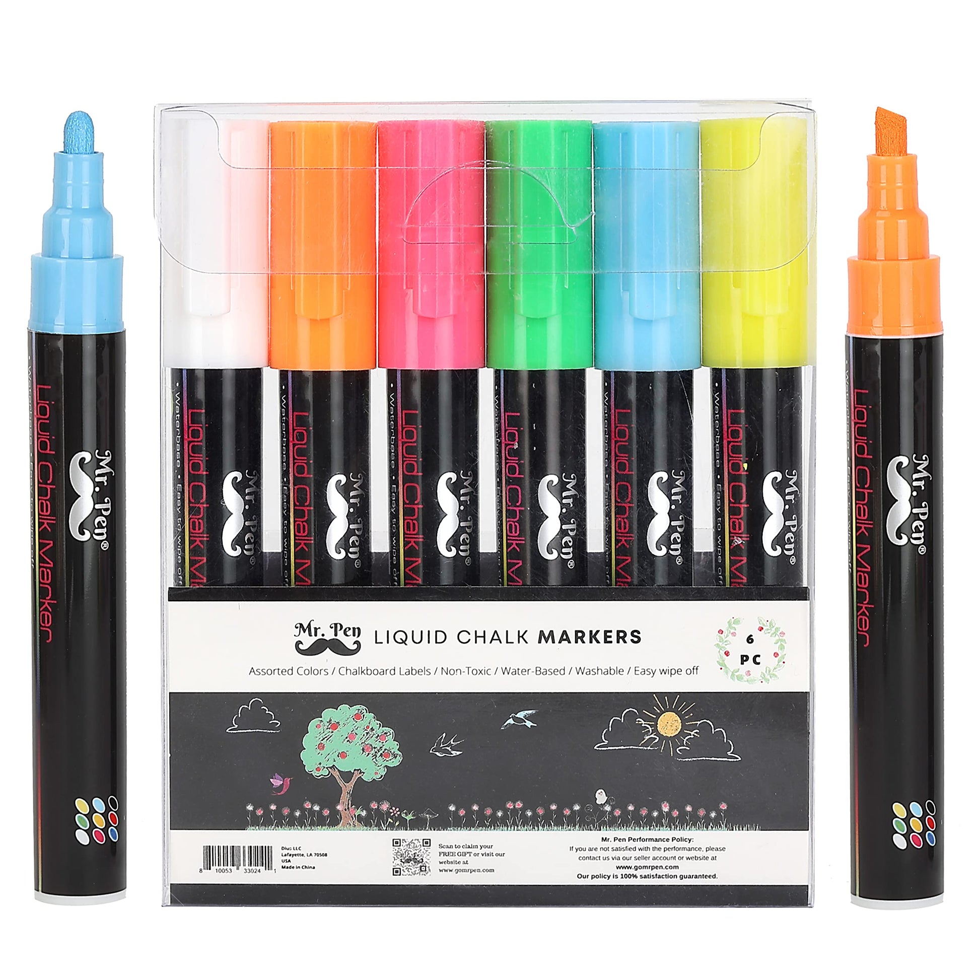 Mr. Pen- Chalk Markers, 6 Pack, Dual Tip, Vibrant Colors, 8 Labels, Chalkboard Markers, Liquid Chalk Markers, Chalk Pens, Chalk Markers for - WoodArtSupply