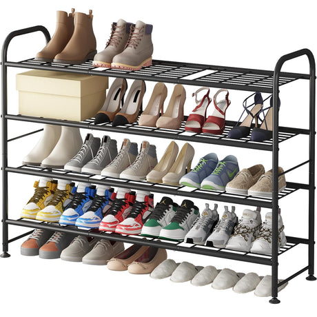 LINZINAR Shoe Rack 4 Tier Storage Organizer for Closet Entryway Metal Black LINZINAR