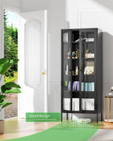 Greenvelly Black Metal Display Curio Cabinet with Glass Doors and 4 Adjustable Shelves Greenvelly