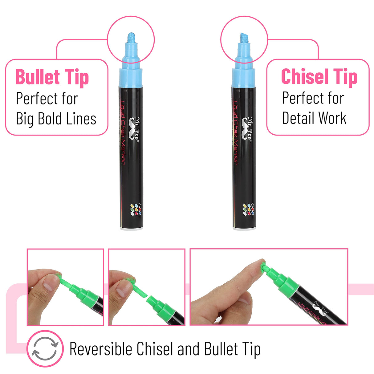 Mr. Pen- Chalk Markers, 6 Pack, Dual Tip, Vibrant Colors, 8 Labels, Chalkboard Markers, Liquid Chalk Markers, Chalk Pens, Chalk Markers for Mr. Pen