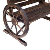 Outsunny Rustic Wagon Wheel Armrest Bench for Outdoor Patio - Brown 2-Person Seating Outsunny