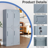 LISSIMO Metal Locker for Employees,Lockable Storage Cabinet with 2 Doors and Hooks,71 Inch Steel Storage Locker for Home Gym Office School LISSIMO