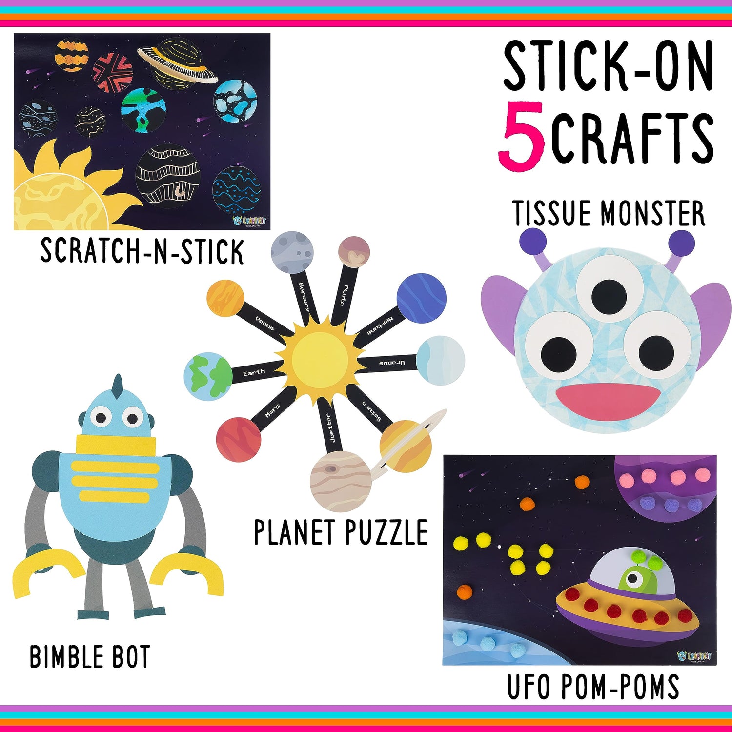 Craftikit ® Space Arts and Crafts for Kids - 20 Simple All-Inclusive Fun Toddler Craft Kit for Kids - Organized Crafts for Toddlers Ages 3-10 - Craftikit