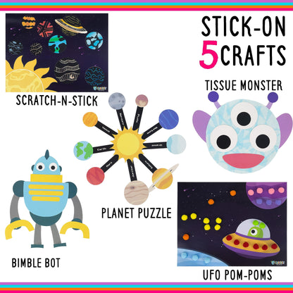 Craftikit Space Arts and Crafts for Kids - 20 Simple All-inclusive Fun Toddler Craft Kit for Kids - Organized Crafts for Toddlers Ages 3-10 - Galaxy