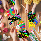 Max Fun Easter Crafts Kit Rainbow Color Scratch Paper Easter Ornaments (48 Counts)-Craft Kit for Kids Easter Basket Stuffers Party Favors Max Fun