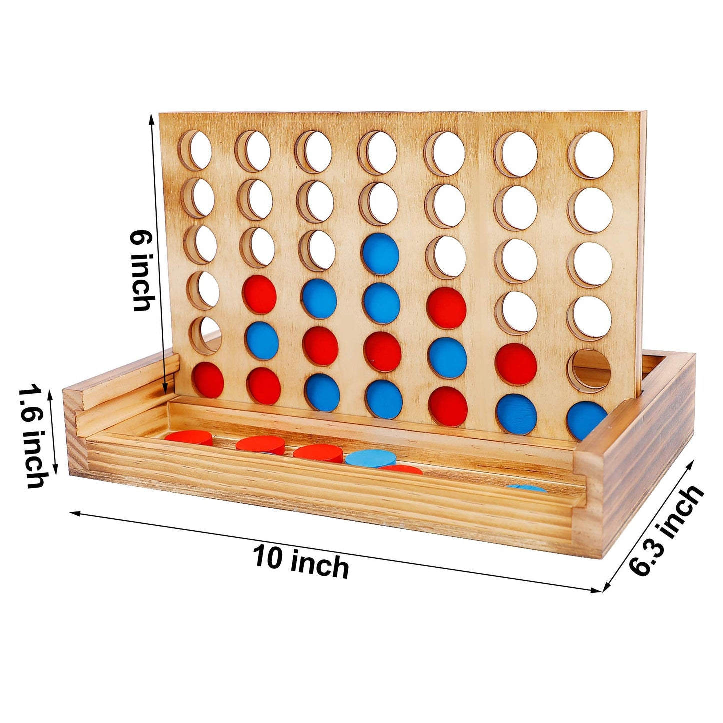 Glintoper Tic Tac Toe & 4 in a Row Table Games Set - Rustic Decor Wood Strategy Board Games for Families - WoodArtSupply