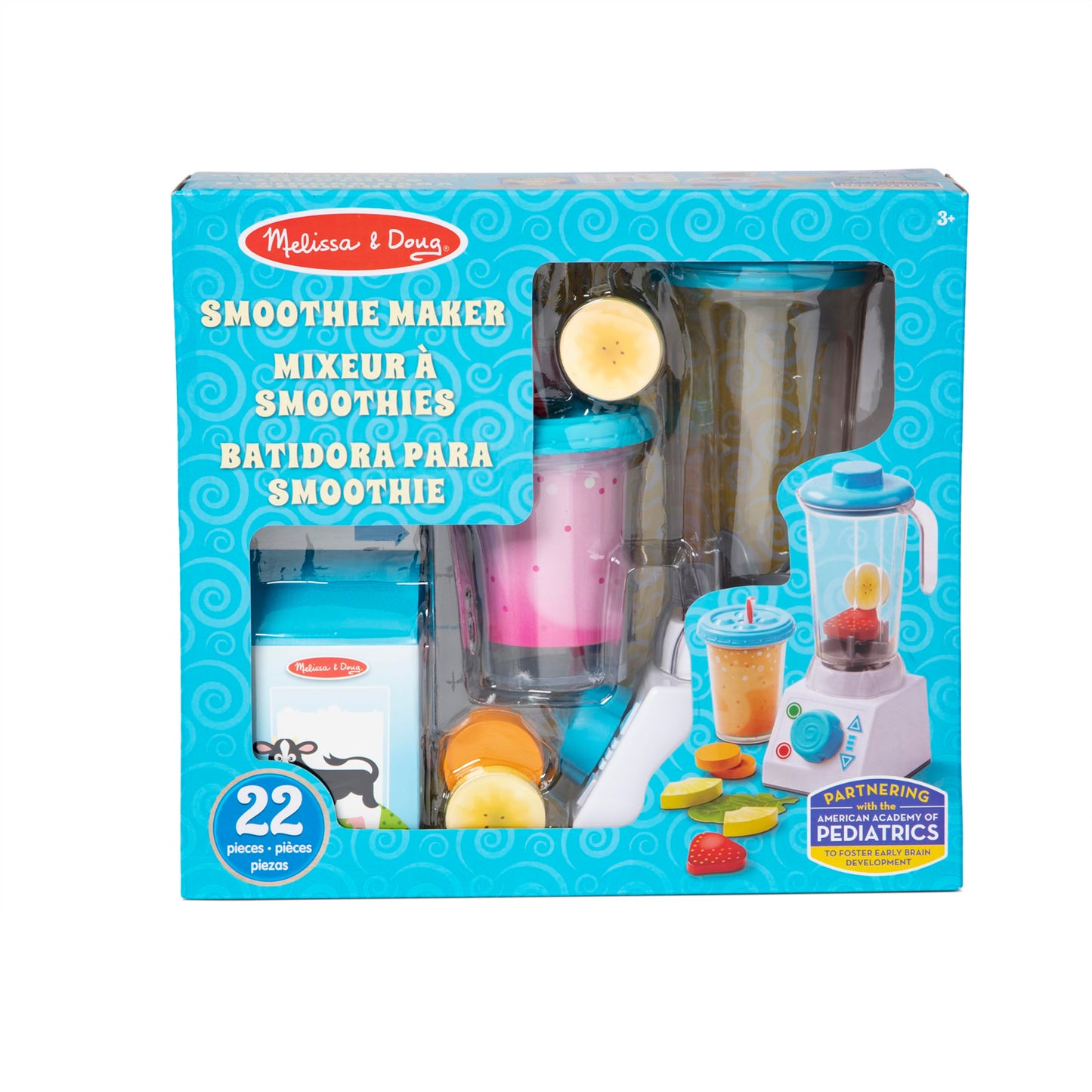 Melissa & Doug Smoothie Maker Blender Set with Play Food - 22 Pieces - Play Blender Mixer Toy for Kids Kitchen Ages 3+ - WoodArtSupply