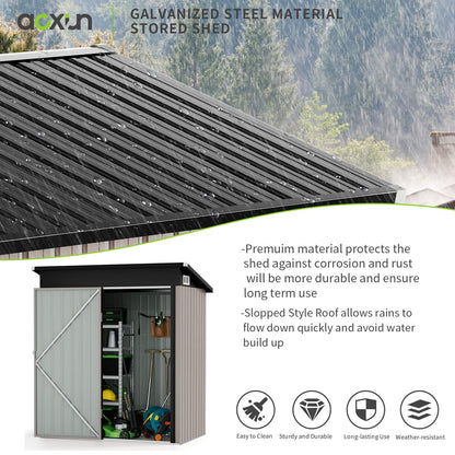 Aoxun Outdoor Storage Shed,5x3 FT, Garbage Can,Outdoor Metal Shed for Tool,Garden,Bike, Brown