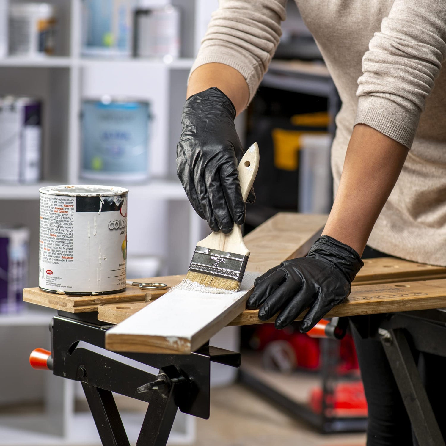 Comfy Package, Black Nitrile Disposable Gloves 6 Mil. Extra Strength Latex & Powder Free, Chemical Resistance, Textured Fingertips Gloves - Medium Comfy Package