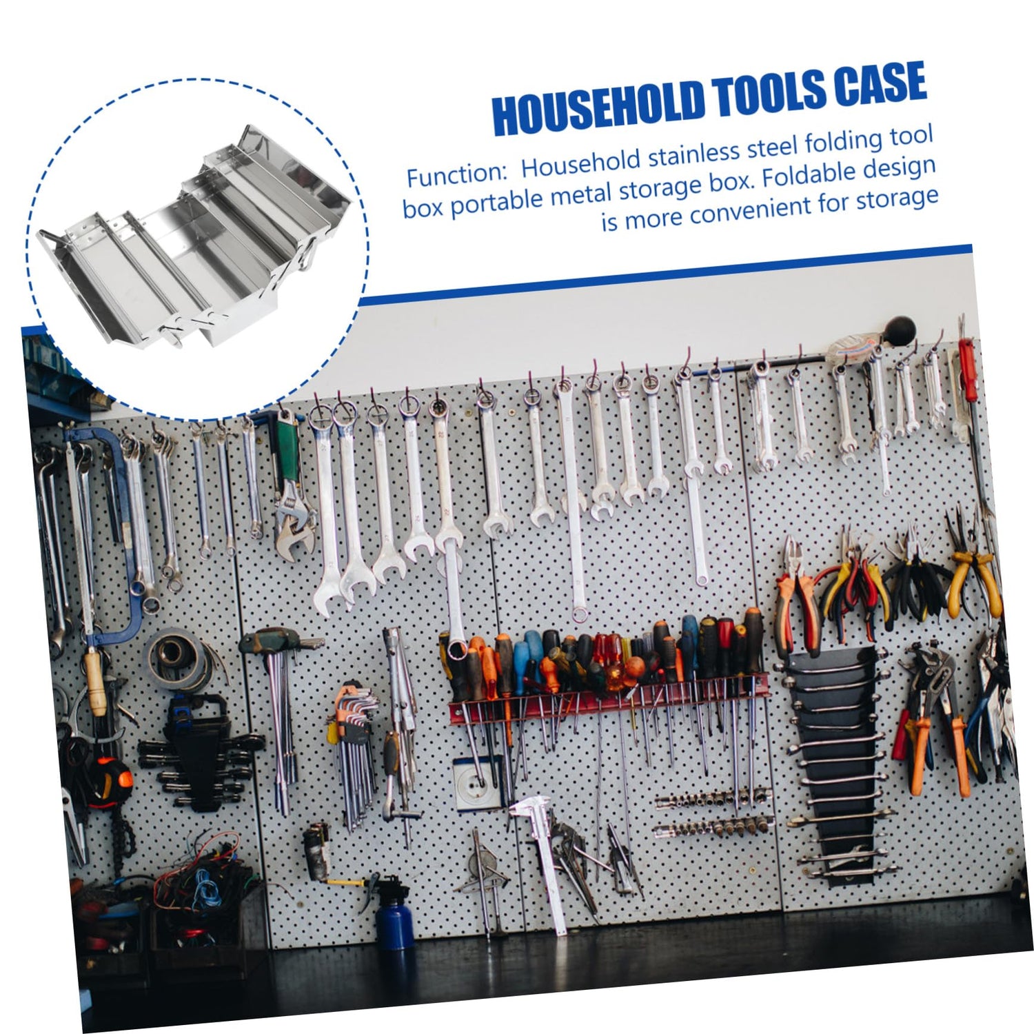 Veemoon 1pc Box Folding Toolbox Home Tools Portable Toolbox Rolling Tool Tray Metal Craft Storage Small Tool Chest Machinist Tools Storage Case Veemoon