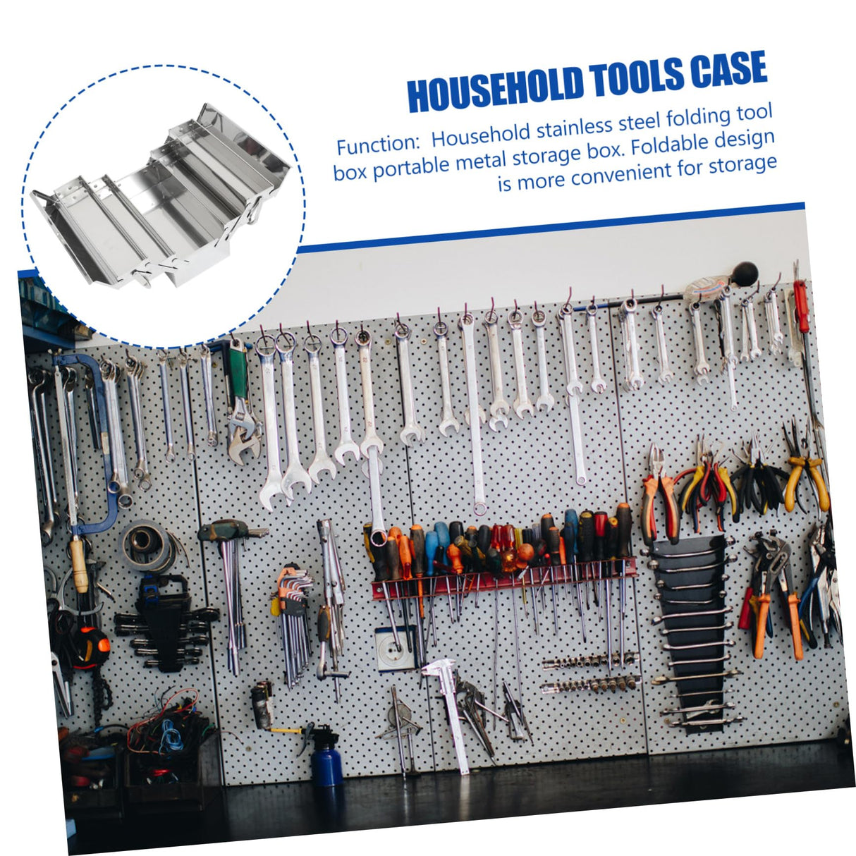 Veemoon 1pc Box Folding Toolbox Home Tools Portable Toolbox Rolling Tool Tray Metal Craft Storage Small Tool Chest Machinist Tools Storage Case Veemoon