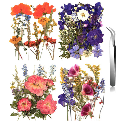 Pressed Flowers Bulk Dried Flower for Resin Mold, Dried Flower Leave Natural with Tweezer for Crafts Christmas DIY Gift Scrapbooking(Gorgeous Style)