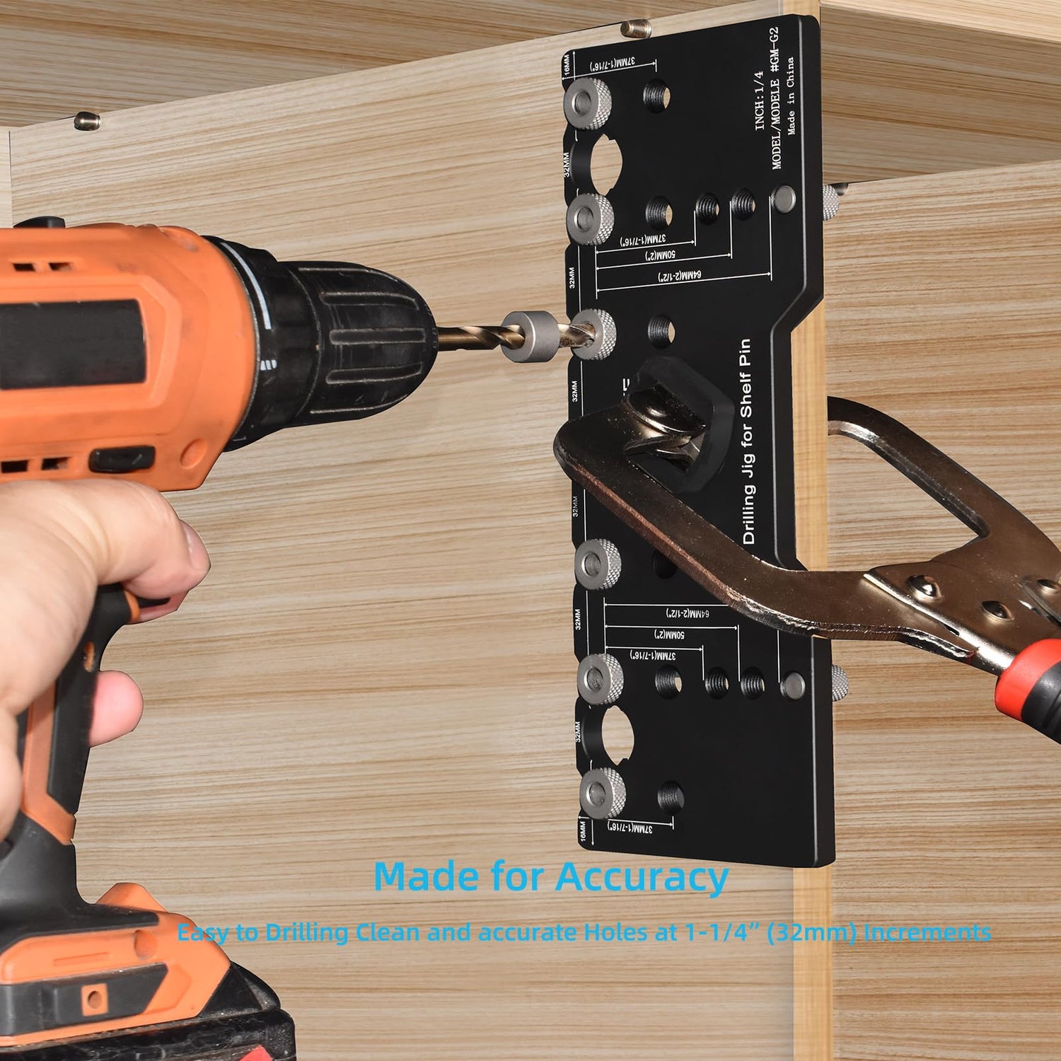 GOINGMAKE Shelf Pin Jig 1/4 Inch Aluminum Alloy Shelf Pin Drilling Jig Drill Guide for Straight Holes Shelf Pin Drilling Jig Cabinet Hardware Jig goingmake