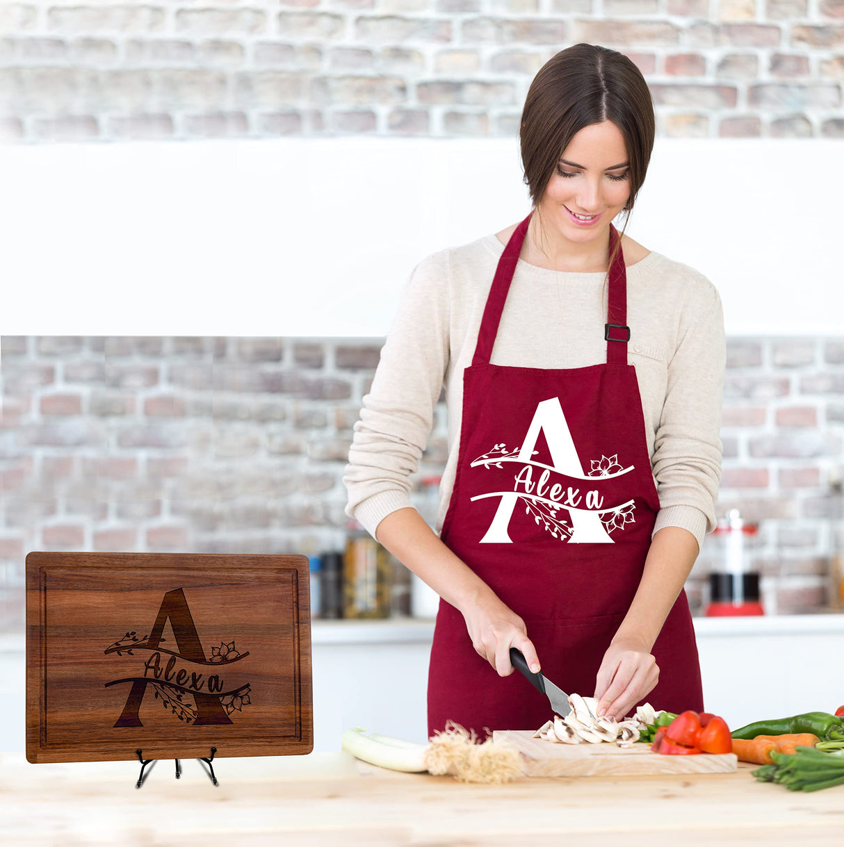 Custom Monogrammed Gifts for Christmas, Personalized Cutting Board, Charcuterie Board, Letter A-Z Engraved, Special Gift for Women, Men, Her, Him, Kenzal Customized