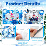 Ferraycle 232 Pieces Winter DIY Picture Frames Craft Kit for Kids 32 Pieces Winter Photo Frames with 200 Stickers to Decorate for Xmas Winter Party Ferraycle
