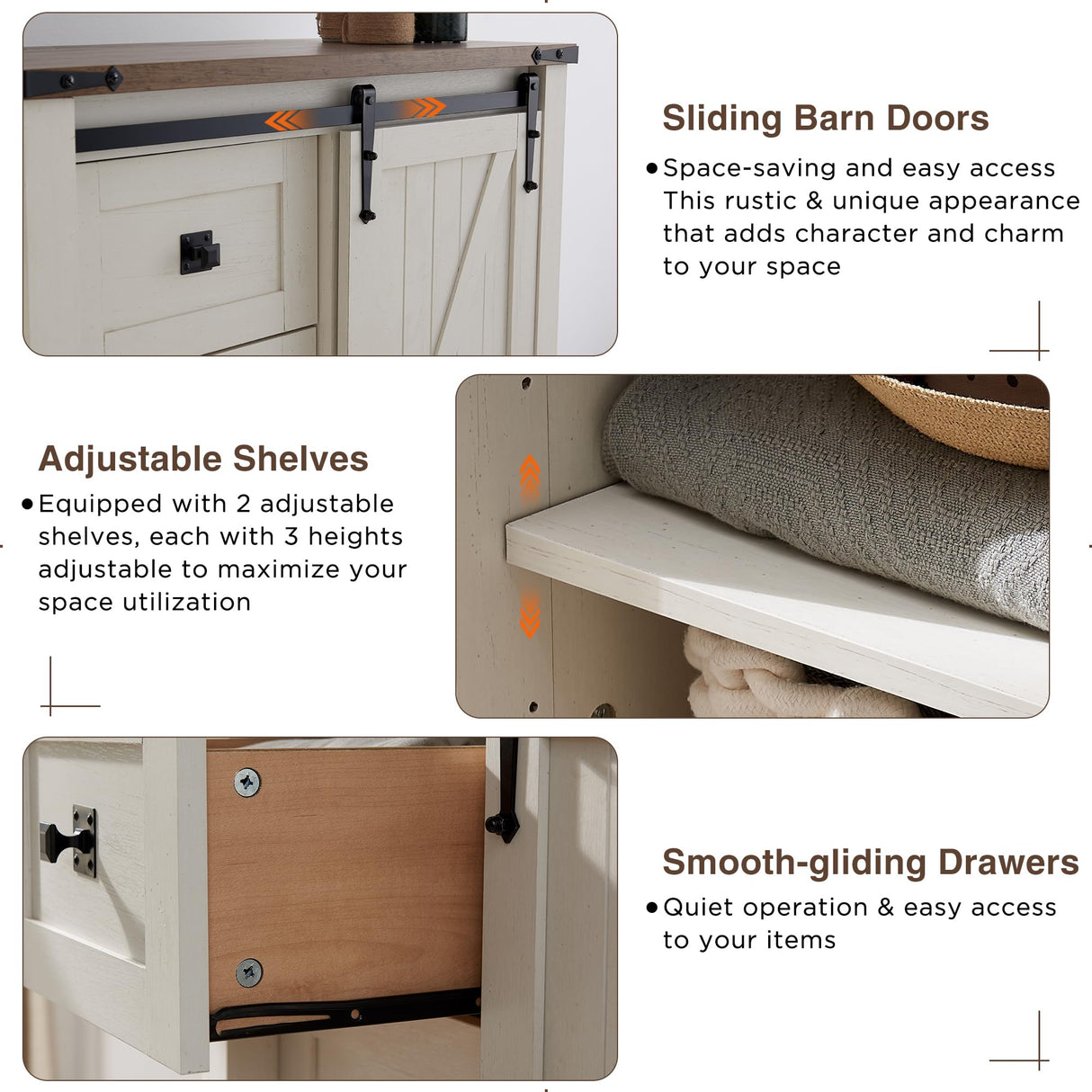 T4TREAM 5 Drawers Dresser for Bedroom w/Sliding Barn Door, Farmhouse Modern Tall Dresser 5 Chest of Drawers, Storage Organizer Dresser for Bedroom, T4TREAM