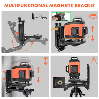 DOVOH 4x360° Laser Level 360 Self Leveling, 16 Line Laser Leveler for Construction Floor Tiling and Ceiling Rechargeable Green Beam 4D Plane Magnetic - WoodArtSupply