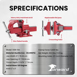 Forward 1306 6 Inch Home Vise Ductile Iron 6" Bench Vise Homeowner's Vice with Anvil and Swivel Base Forward