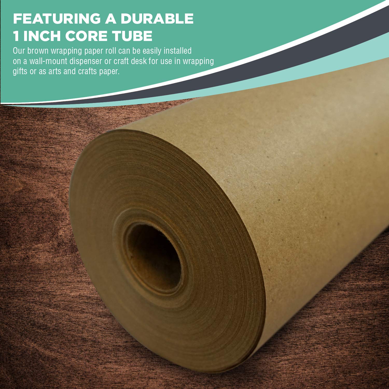 Kraft Brown Paper Roll 30" x 2,400" (200 ft) – 100% Recyclable Craft Construction and Packing Paper for Use in Moving, Bulletin Board Backing and Papersaurus