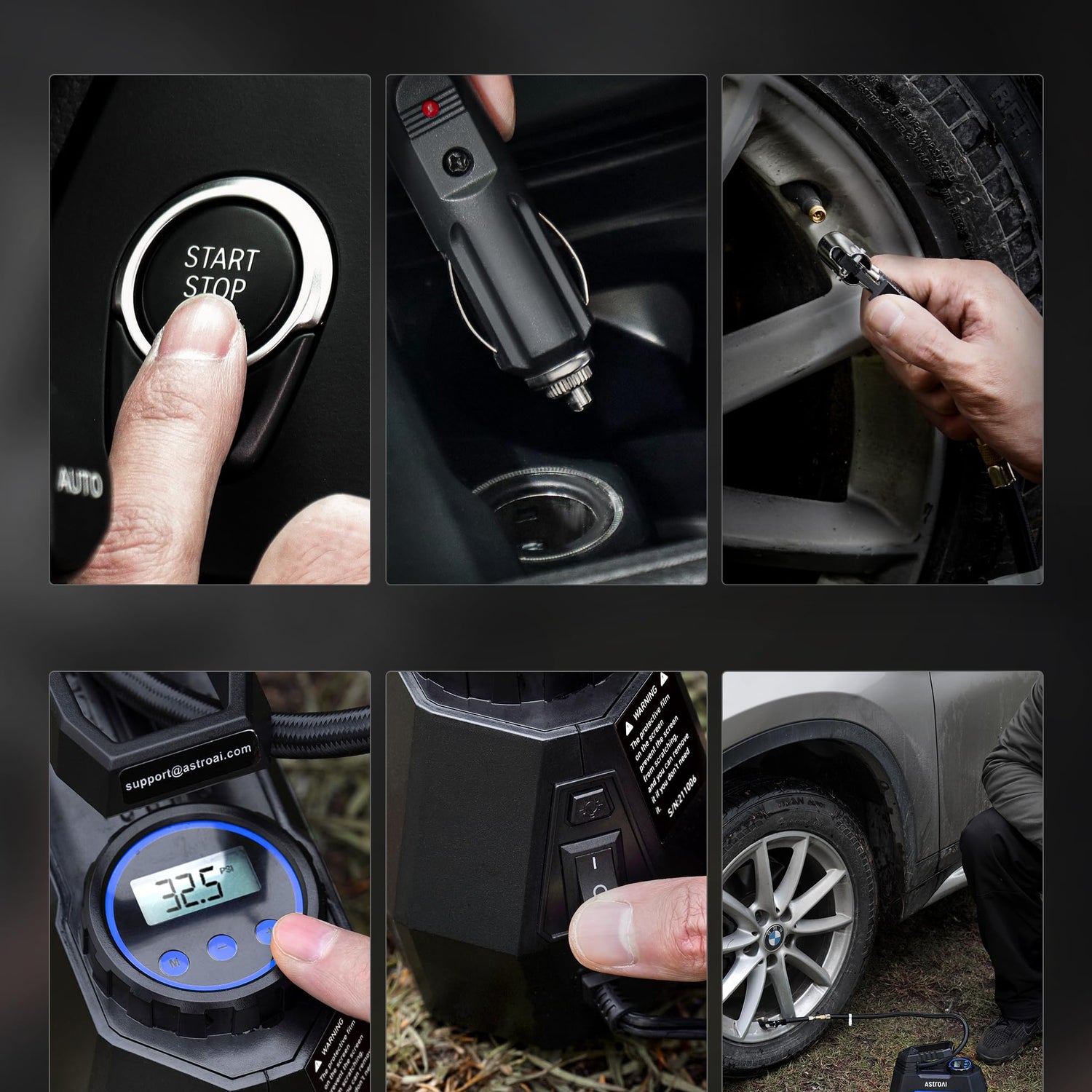 AstroAI Tire Inflator Portable Air Compressor Air Pump for Tires - Car Accessories, 12V DC Auto Pump with Digital Pressure Gauge, 100PSI with AstroAI